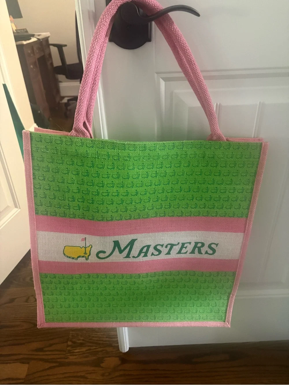 Masters Pink and Green Logo Tote Bag